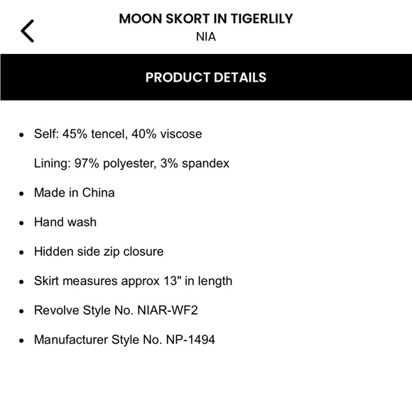 NWT NIA Moon Skort in Tigerlily S - Picture 4 of 4